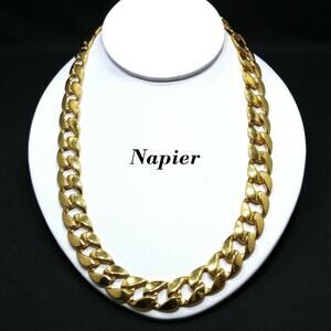 Vintage Napier Chunky Chain Necklace, Gold Plated, 1980s, 20"